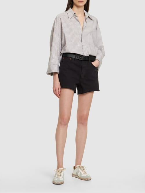 RE/DONE: High-waisted shorts with frayed hem