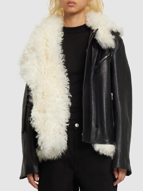 Proenza Schouler: 皮革&剪羊毛连帽机车夹克