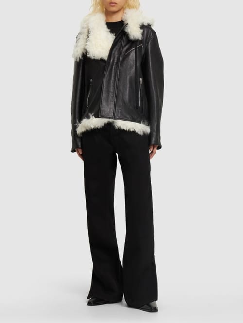 Proenza Schouler: 皮革&剪羊毛连帽机车夹克