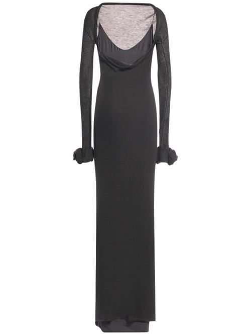 Blumarine: Long dress with floral appliqu s