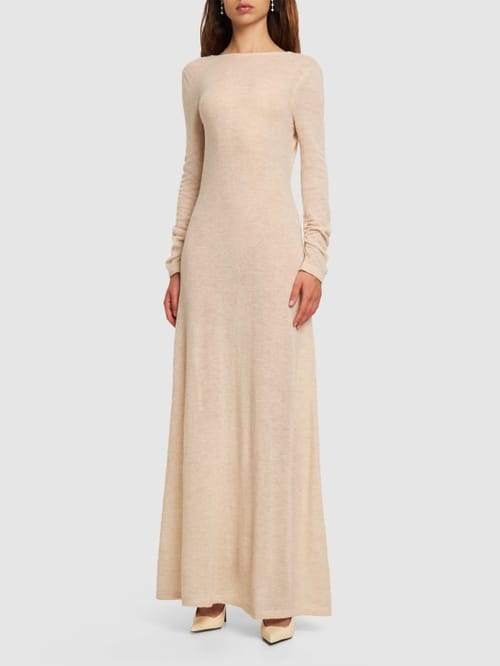 Magda Butrym: Vestido largo en mezcla de alpaca con escote