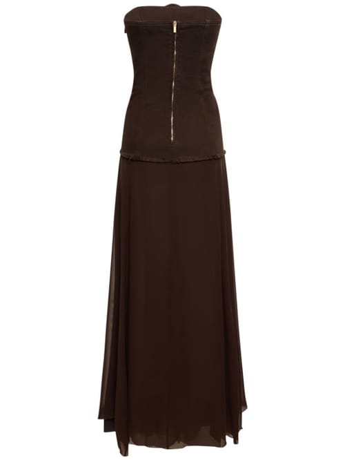 Blumarine: Silk maxi dress with ruffles