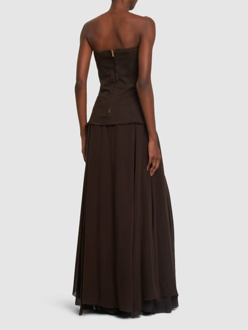 Blumarine: Silk maxi dress with ruffles