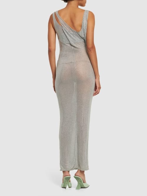 The Attico: Cupro maxi dress with crystals