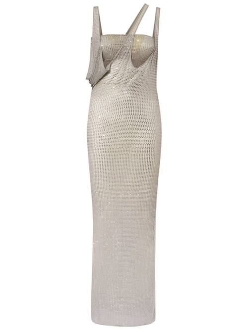 The Attico: Cupro maxi dress with crystals