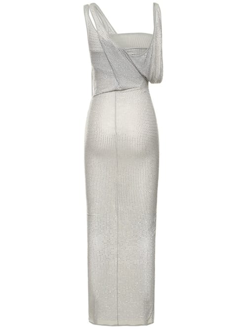 The Attico: Cupro maxi dress with crystals