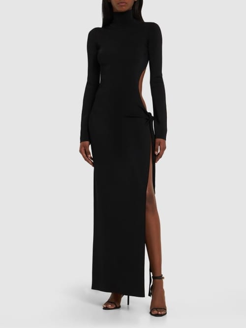 Galvan: Langes Jerseykleid mit Cut-out