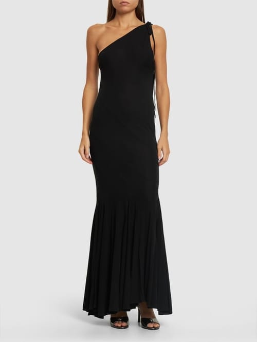 Andreadamo: One-shoulder jersey maxi dress