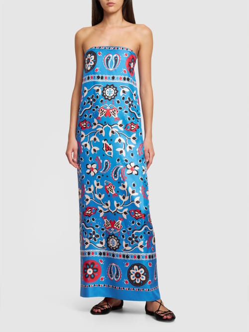 Tory Burch: Vestido largo palabra de honor en seda