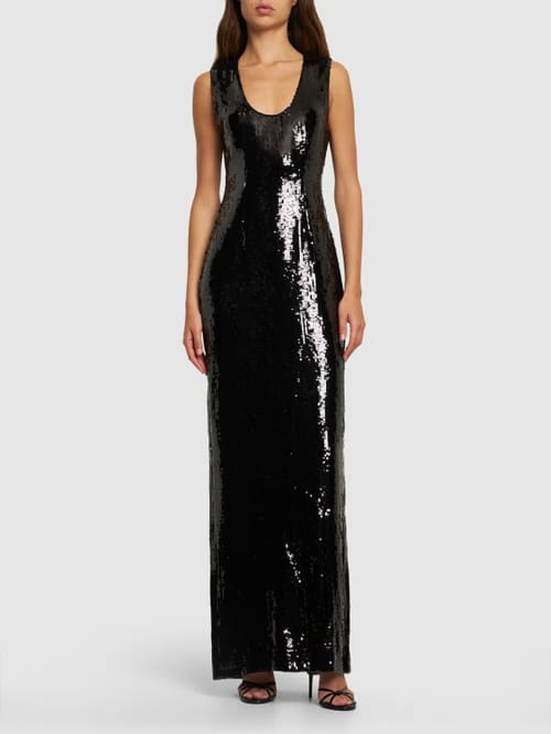 Brandon Maxwell: Langes Kleid mit Pailletten