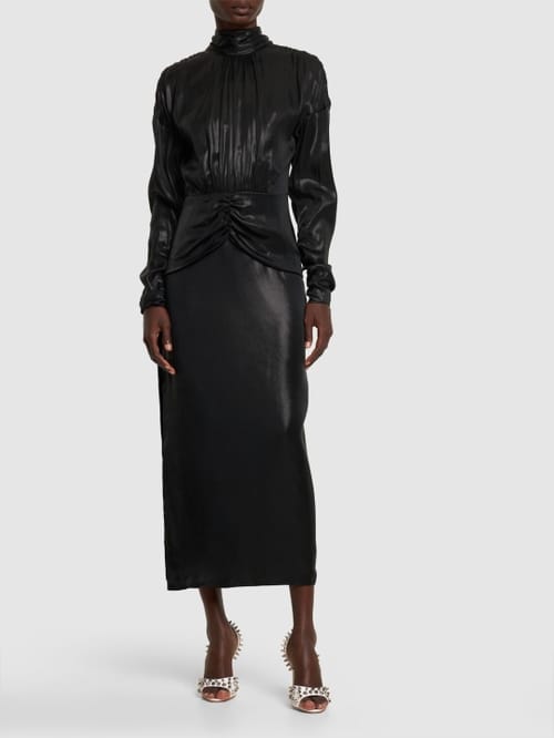 Alessandra Rich: Vestido largo con lazada al cuello