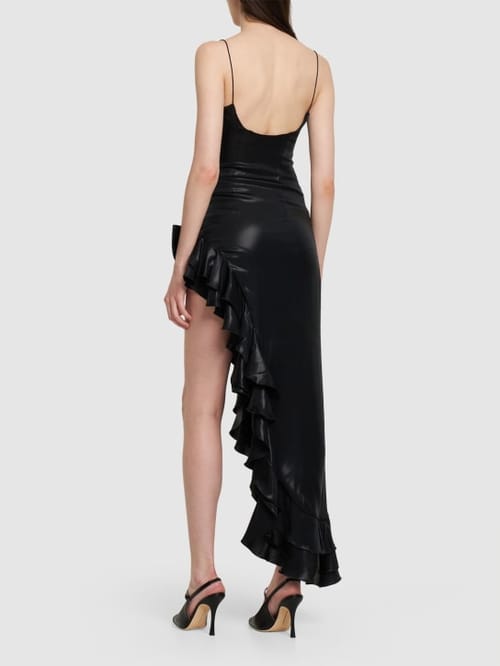 Alessandra Rich: Vestido largo con volantes y abertura