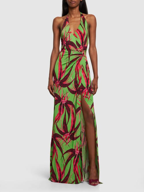 Louisa Ballou: Draped jersey halterneck maxi dress