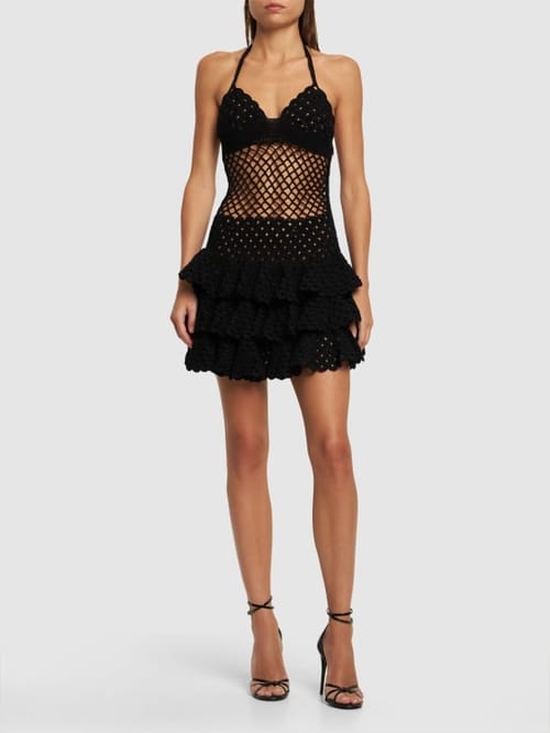 Oscar De La Renta: Cotton mini dress with ruffles