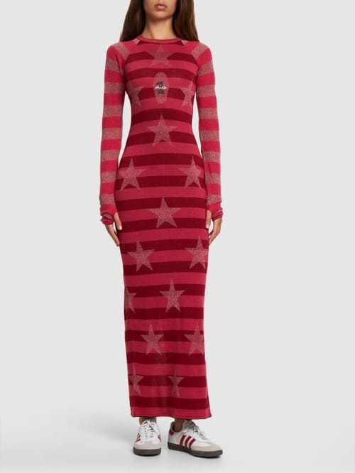 Cormio: Abito lungo in misto lana jacquard