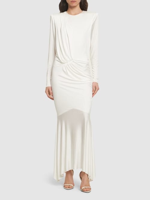 Alexandre Vauthier: Vestido midi de punto con drapeado