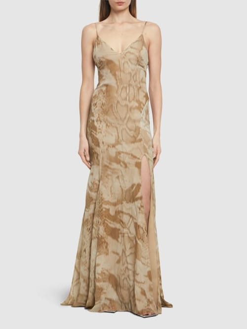 Blumarine: Printed maxi dress with thin straps