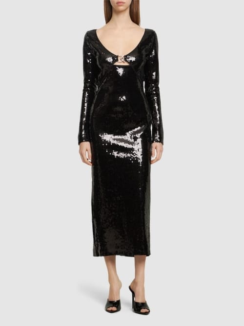 David Koma: Abito midi con paillettes e cut-out