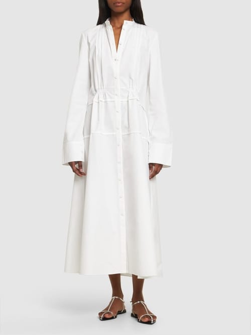 Jil Sander: 厚重棉质府绸迷笛衬衫裙