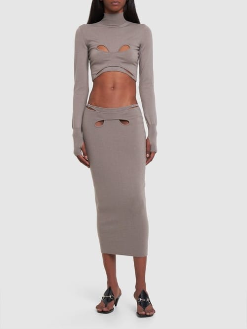 Dion Lee: 镂空针织迷笛半身裙