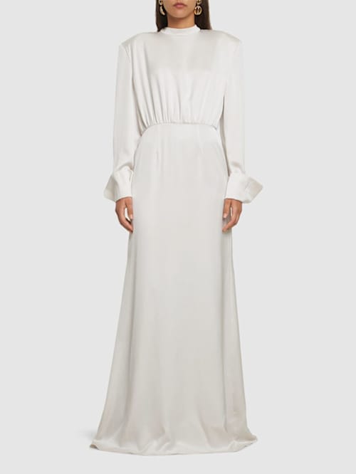 Magda Butrym: Vestido largo de seda con drapeado