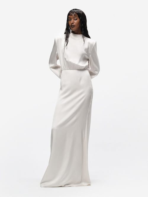 Magda Butrym: Vestido largo de seda con drapeado