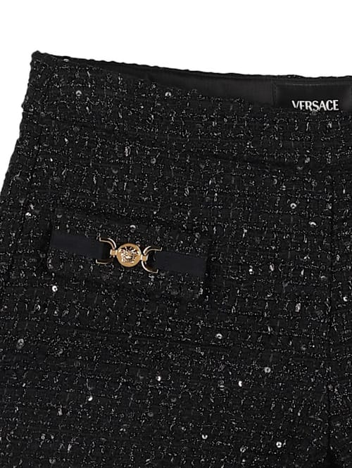 Versace: 羊毛混纺花呢短裤