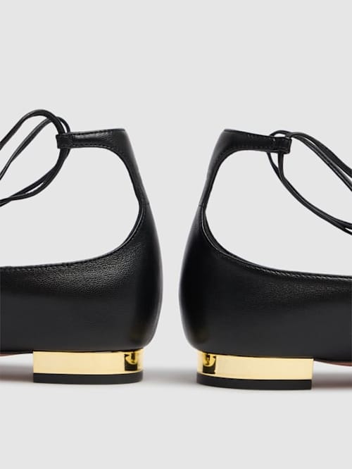 Aquazzura: 10毫米Gabi皮革芭蕾平底鞋