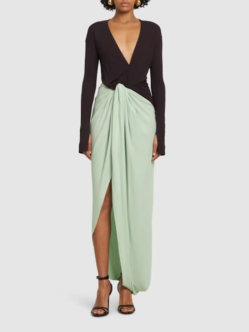 Victoria Beckham: Abito lungo in jersey drappeggiato