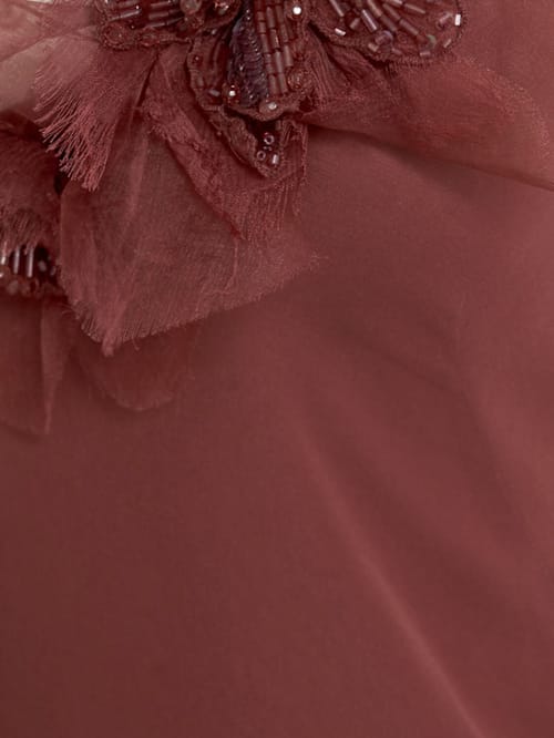 Blumarine: Long dress with floral appliqu 
