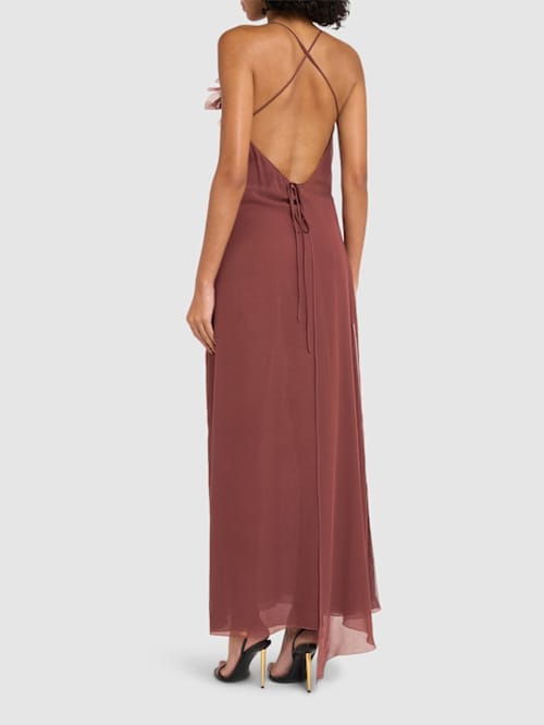 Blumarine: Long dress with floral appliqu 