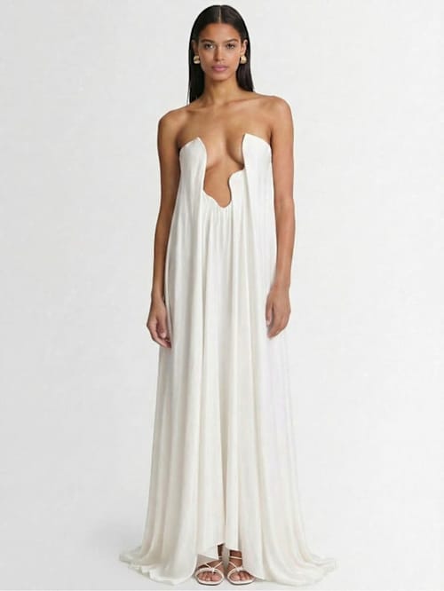 Christopher Esber: Vestido largo de seda con escote escultural
