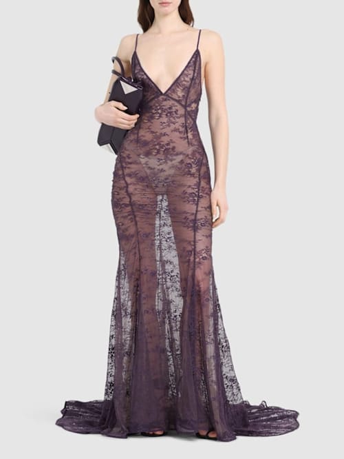 The Attico: Lace maxi dress with train
