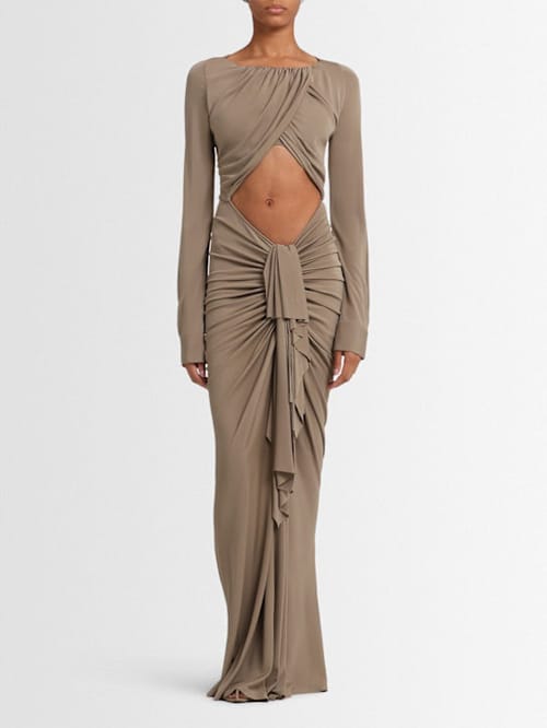 Christopher Esber: Vestido largo drapeado con abertura