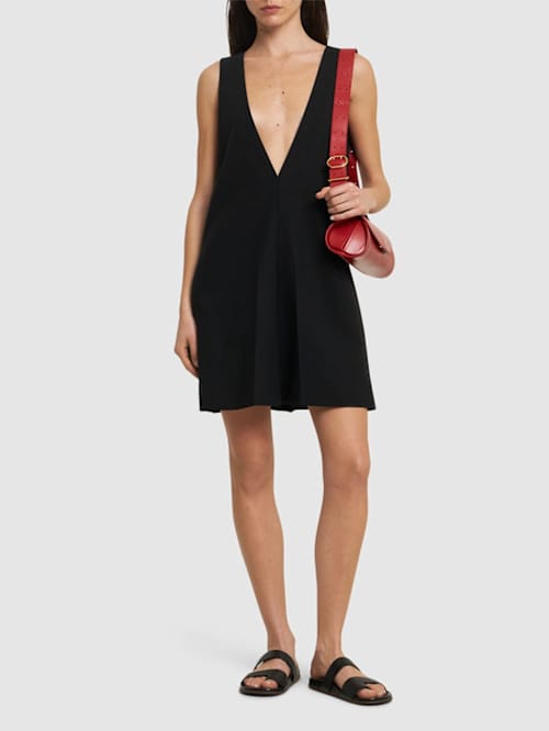 Carven: Abito corto in lana scollo a V