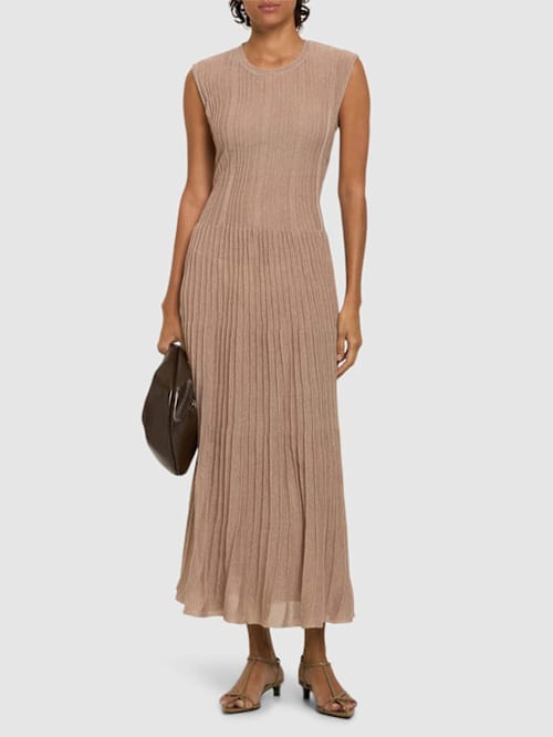 Andreadamo: Pleated knit maxi dress