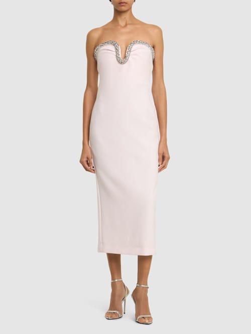 Roland Mouret: Abito midi in crêpe con cristalli