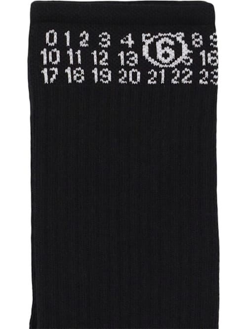 MM6 Maison Margiela: Logo提花混棉袜子