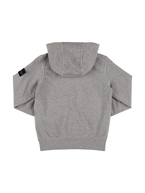 Stone Island Junior: 棉质平纹针织拉链开合连帽卫衣