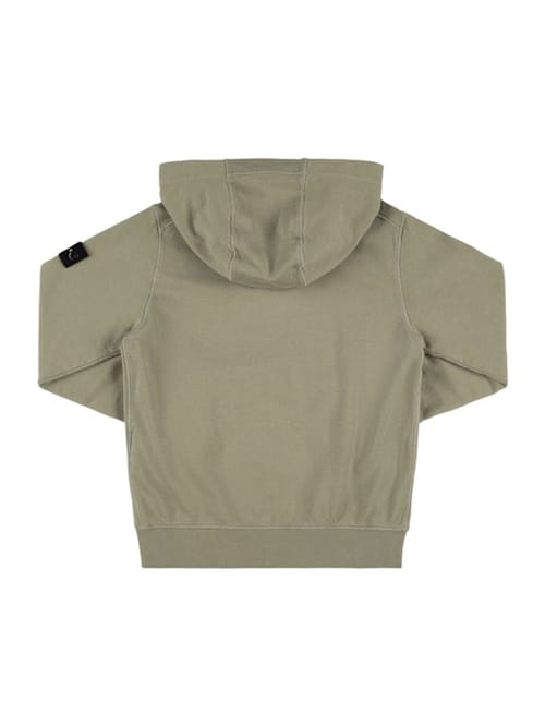 Stone Island Junior: 棉质平纹针织拉链开合连帽卫衣