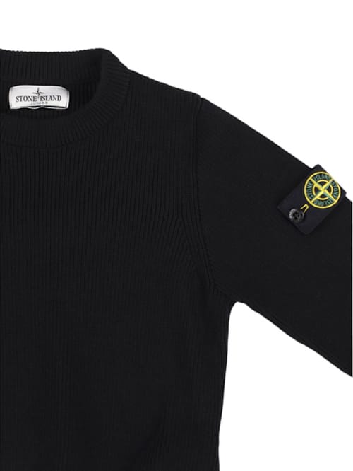 Stone Island Junior: Maglia girocollo in cotone a coste