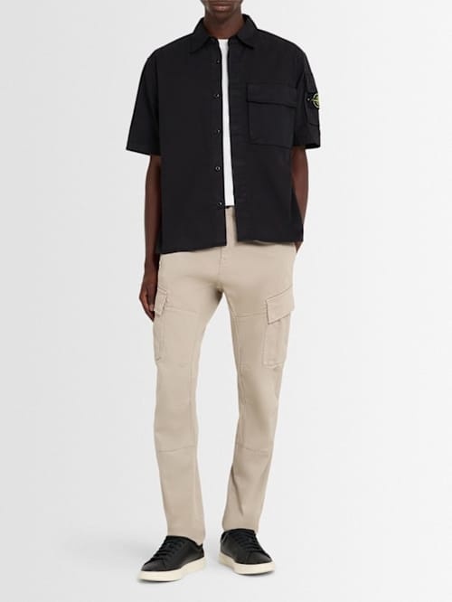Stone Island: 弹性棉斜纹衬衫