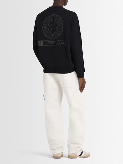 Stone Island: Felpa in cotone con stampa posteriore