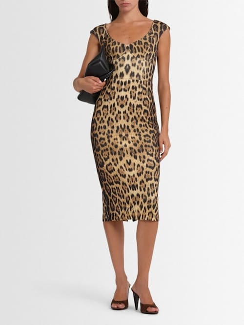 Roberto Cavalli: Midikleid mit konturiertem Bustier