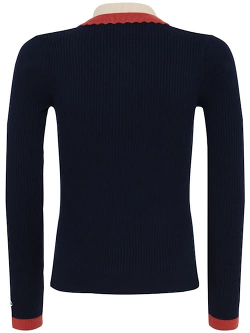 INDEE: Polo-Pullover aus Rippstrick