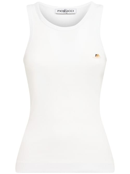 FIORUCCI: Sleeveless T-shirt with embroidered detail