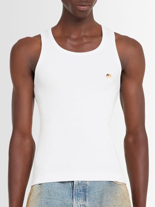 FIORUCCI: Sleeveless T-shirt with embroidered detail