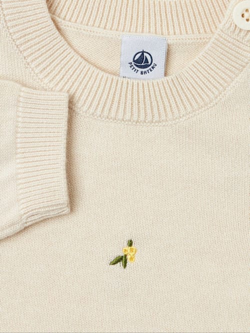 Petit Bateau: 绣花羊毛和棉混纺毛衣