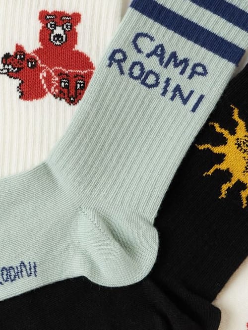 Mini Rodini: 三双混纺棉质提花袜子套装