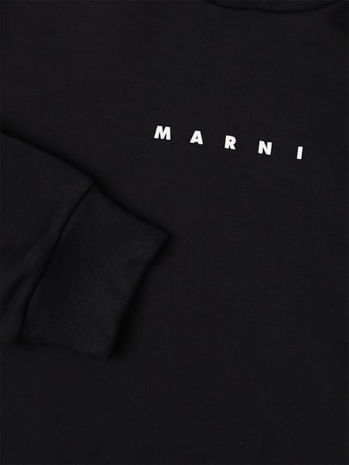 Marni Junior: 带印花和帽子的棉质卫衣